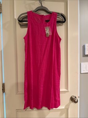 J. Crew Hot Pink Linen Sleeveless Shift Dress- NWT!  Petite Small